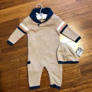 NWT 6-9 mo winter onsie & matching hat